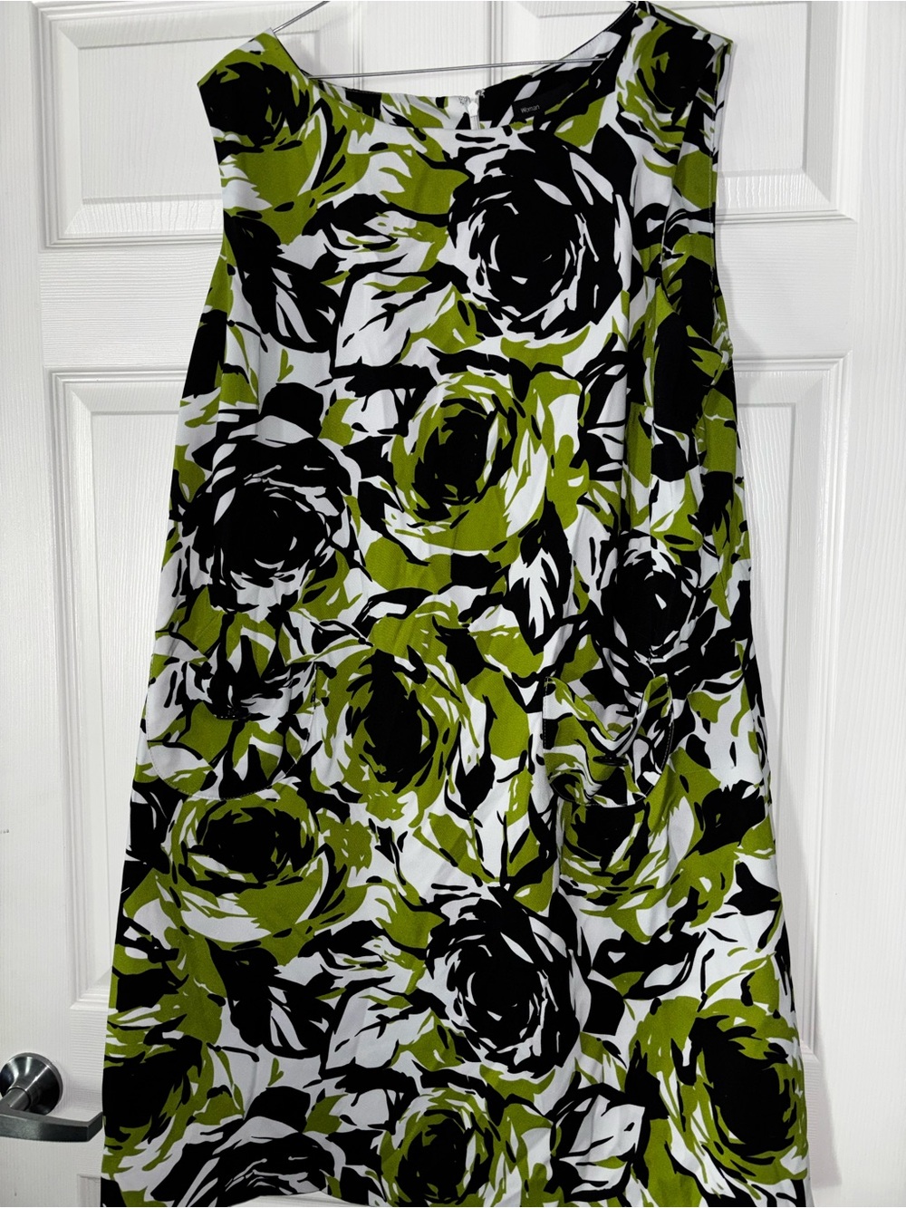 Scarlett Olive Green Black White Floral Shift Dress
